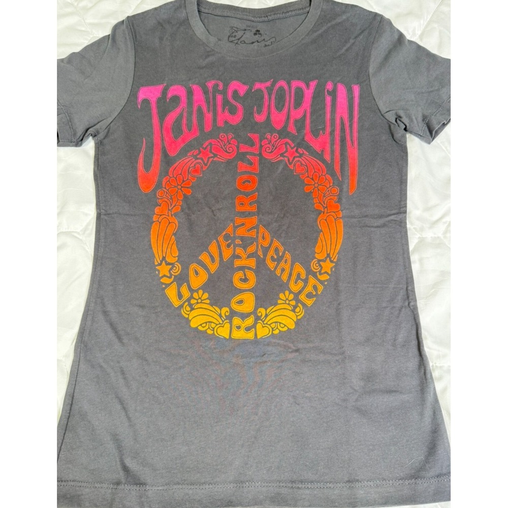Janis Joplin T Shirt Retro Classic Love Peace Rock'N Roll Logo Ladies Small‎